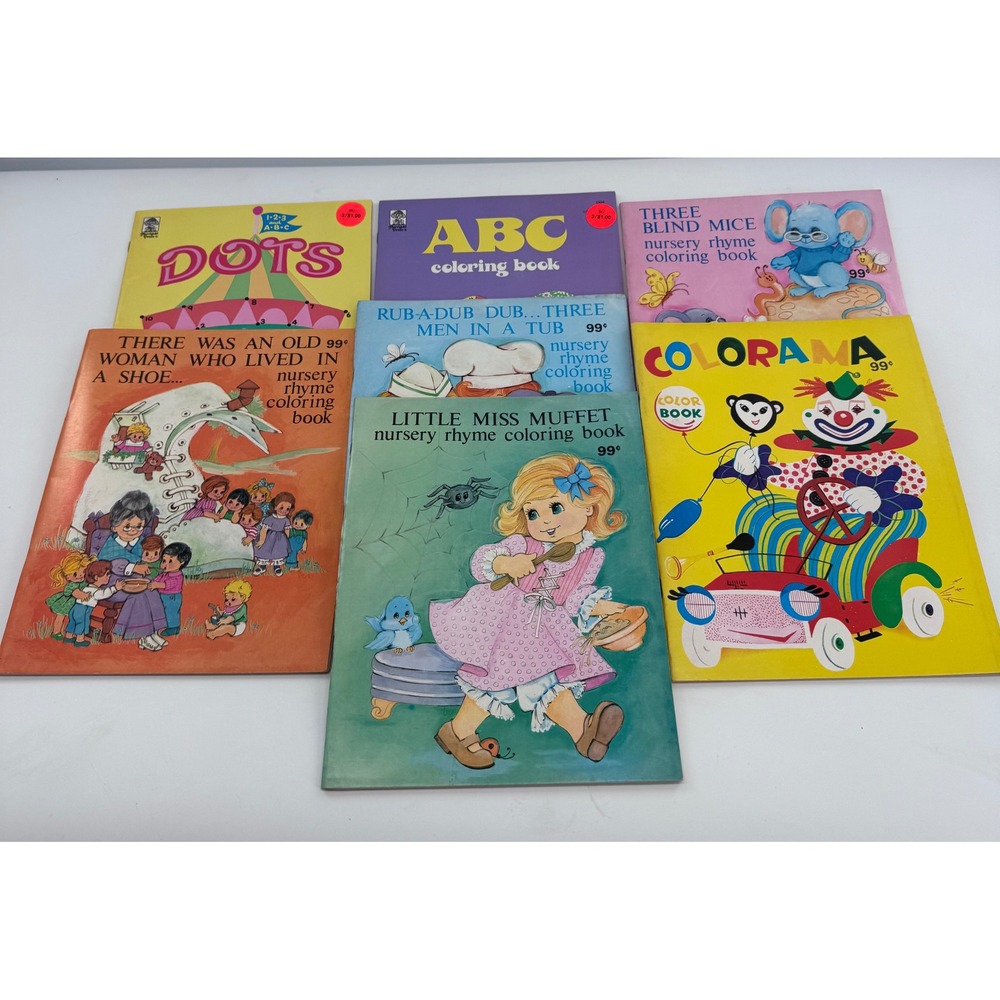 Landoll Merrigold Vintage Coloring Books Kids Activity Books Nursery Rhyme Lot 7